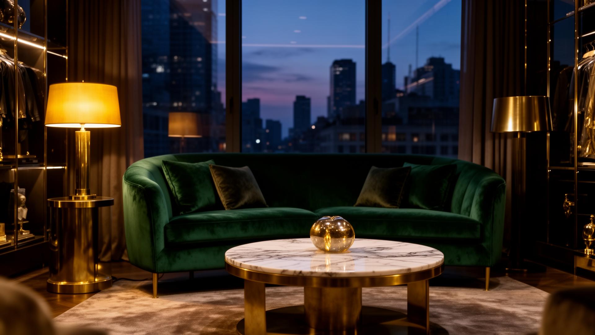 Luxurious boutique interior at dusk